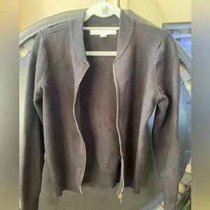 Black Women's sweater zip up cardigan.